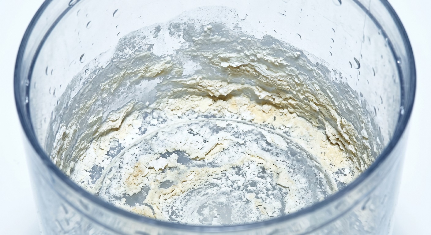Close-up of white chalky limescale mineral deposits coating the inside of a humidifier water tank