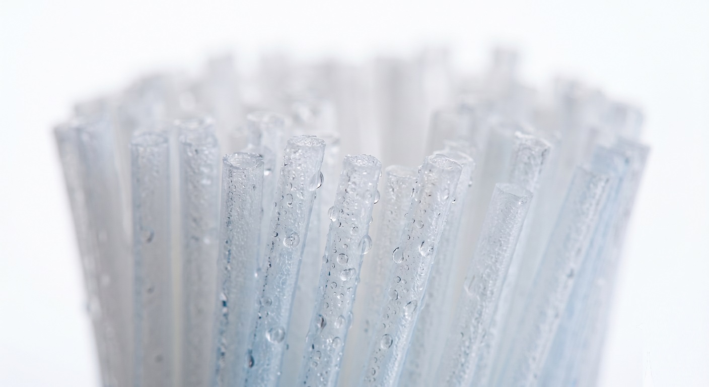 Close-up of hollow fiber ultrafiltration membrane modules used in laboratory water purification systems